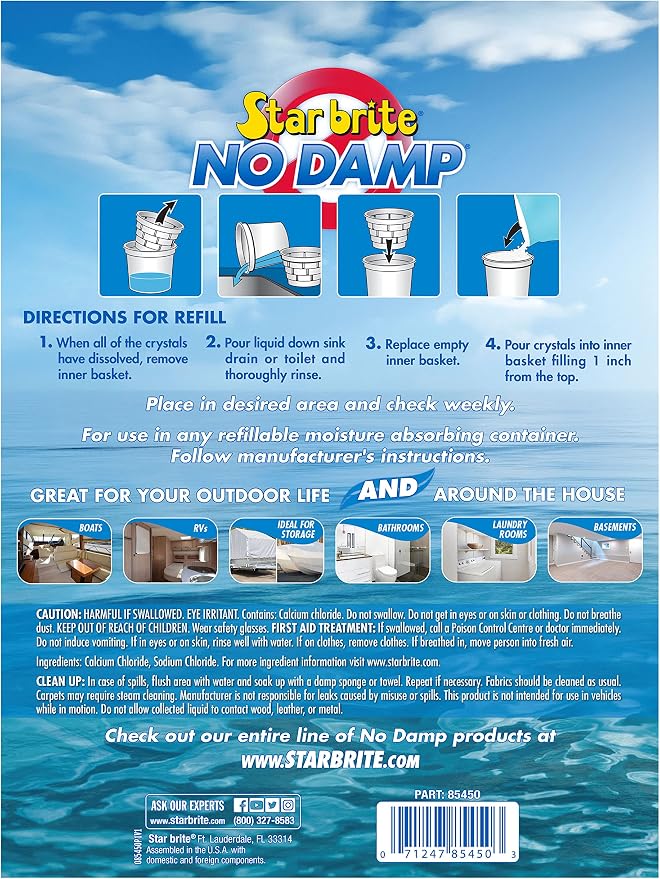 No Damp Moisture Absorber & Dehumidifier 48 Ounce Refill - Simple, Portable, Humidity Control for Boats, RVs, alternate