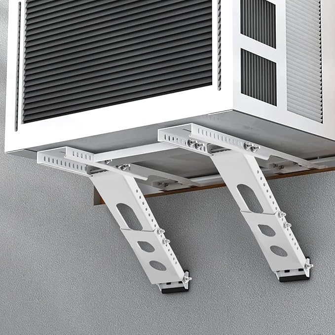 No-Drill Window AC Bracket, Adjustable Support for Single/Double Hung Windows, Heavy Duty Epoxy-Coated Steel Holds 300lbs