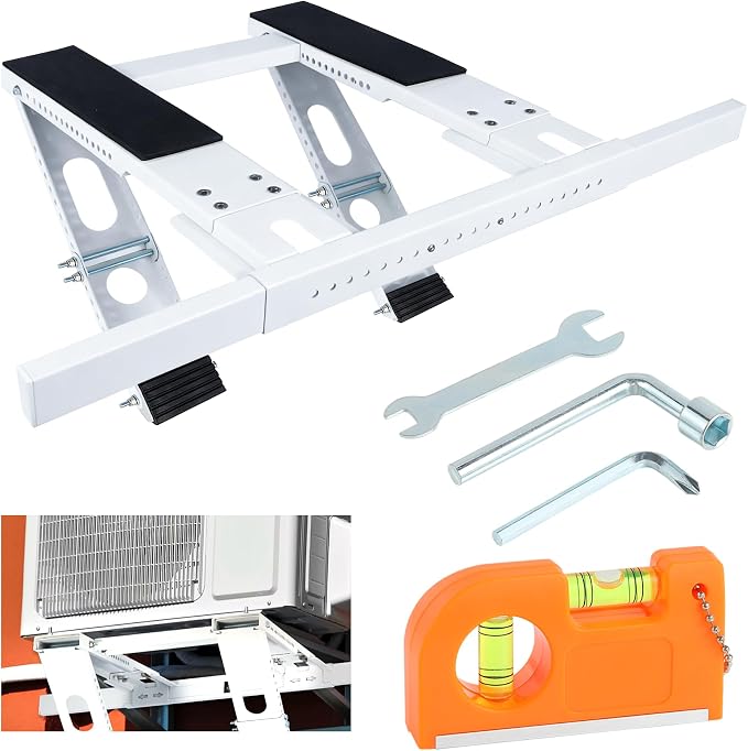 No-Drill Window AC Bracket, Heavy Duty Adjustable Air Conditioner Support for Single & Double Hung Windows, Fits 5,000–24,000