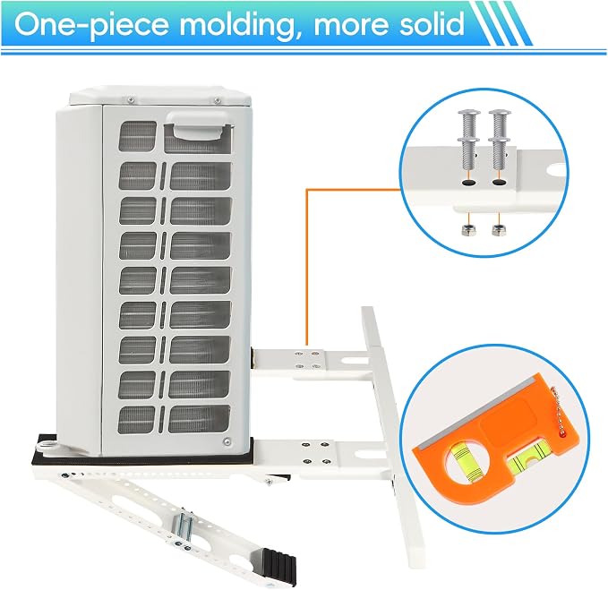 No-Drill Window AC Bracket, Heavy Duty Adjustable Air Conditioner Support for Single & Double Hung Windows, Fits 5,000–24,000