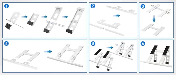 No-Drill Window AC Bracket, Heavy Duty Adjustable Air Conditioner Support for Single & Double Hung Windows, Fits 5,000–24,000