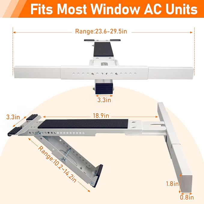 No Drill Window AC Bracket, Single Arm Support for Small Windows, Holds Up to 165 lbs, Adjustable Indoor Installation for