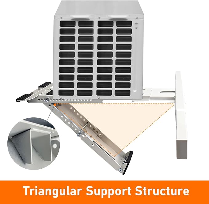 No Drill Window AC Bracket, Single Arm Support for Small Windows, Holds Up to 165 lbs, Adjustable Indoor Installation for