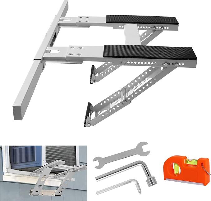 No Drilling Air Conditioner Bracket Adjustable Universal Window AC Support Bracket for Single/Double Hung Windows Heavy Duty