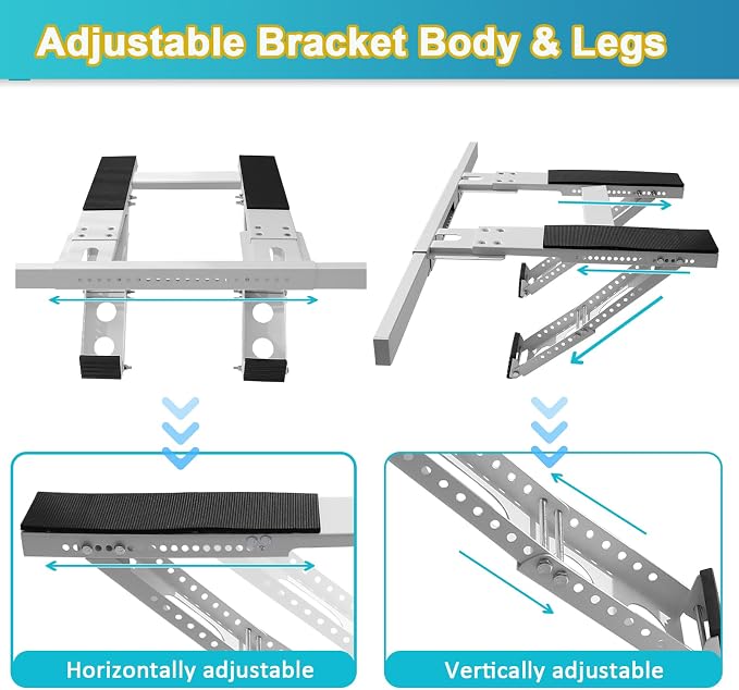 No Drilling Air Conditioner Bracket Adjustable Universal Window AC Support Bracket for Single/Double Hung Windows Heavy Duty