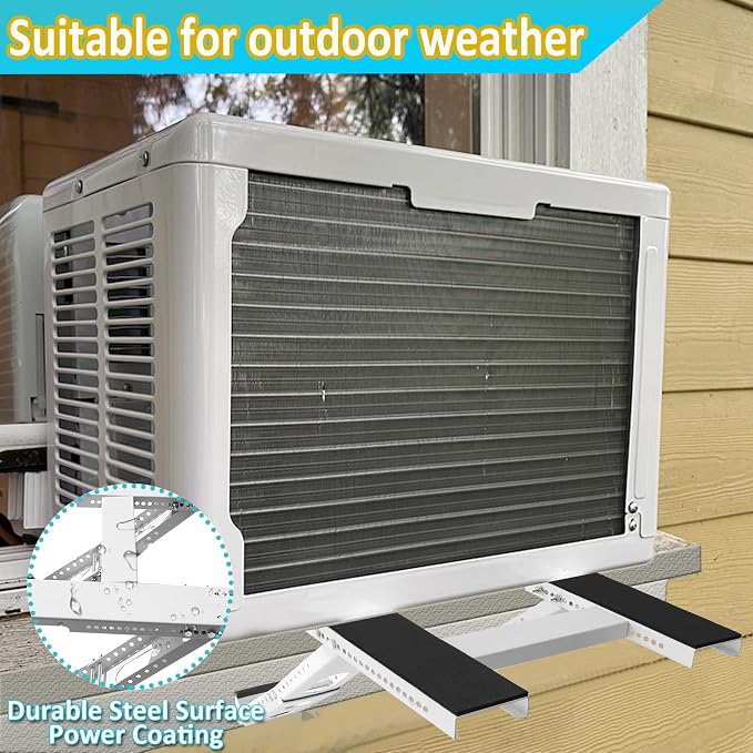 No Drilling Air Conditioner Bracket Adjustable Universal Window AC Support Bracket for Single/Double Hung Windows Heavy Duty