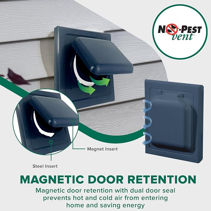 Exclusive Dual Door Dryer Vent Cover Outdoor 4 inch or Bathroom fan, Made in USA w Highest UV Resistant Plastic