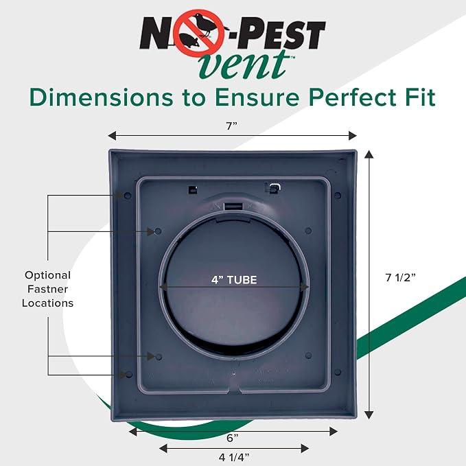 Exclusive Dual Door Dryer Vent Cover Outdoor 4 inch or Bathroom fan, Made in USA w Highest UV Resistant Plastic