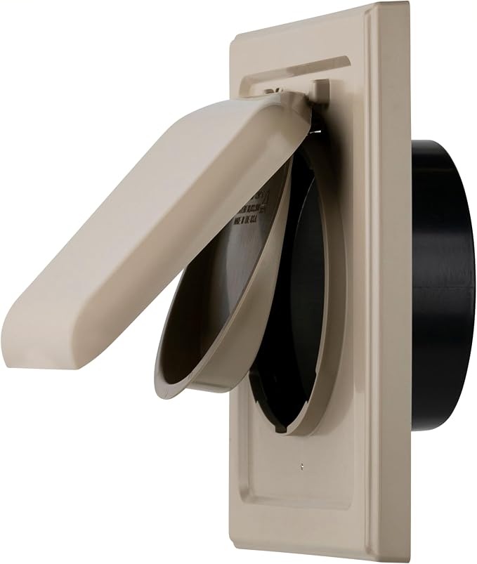 Exclusive Dual Door Dryer Vent Cover Outdoor 4 inch with Collar, Made in USA w Highest UV Resistant Plastic in