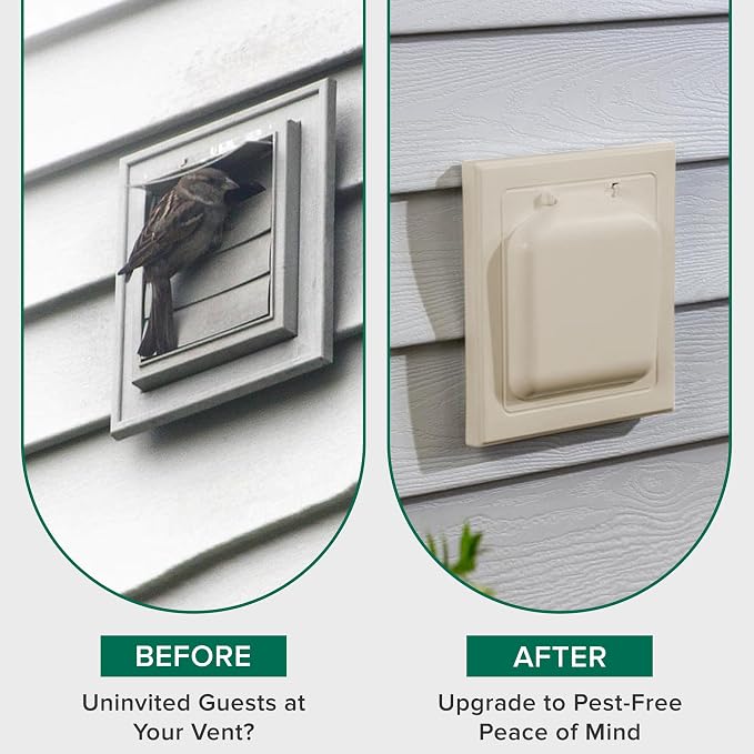Exclusive Dual Door Dryer Vent Cover Outdoor 4 inch with Collar, Made in USA w Highest UV Resistant Plastic in