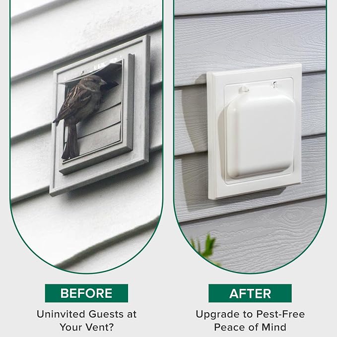 Exclusive Dual Door Dryer Vent Cover Outdoor 4 inch, Made in USA w Highest UV Resistant Plastic in any Outdoor