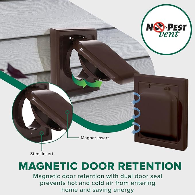 NO-PEST VENT, Exclusive Dual Door Dryer Vent Cover Outdoor 4 inch with Collar, Made in USA w Highest UV, alternate view 5