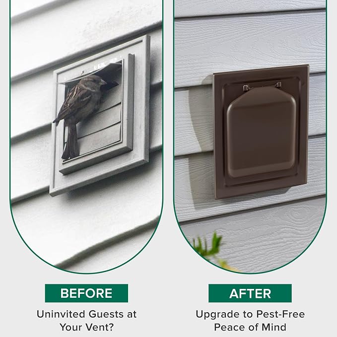NO-PEST VENT, Exclusive Dual Door Dryer Vent Cover Outdoor 4 inch with Collar, Made in USA w Highest UV, alternate view 6