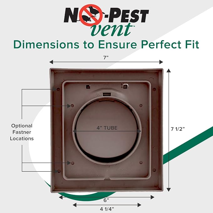 NO-PEST VENT, Exclusive Dual Door Dryer Vent Cover Outdoor 4 inch with Collar, Made in USA w Highest UV, alternate view 8