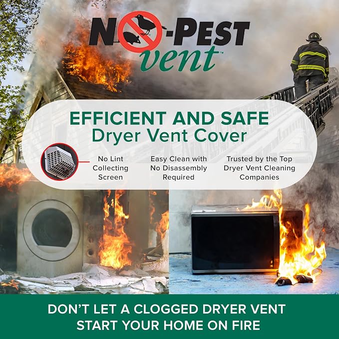 NO-PEST VENT, Exclusive Dual Door Dryer Vent Cover Outdoor 4 inch with Collar, Made in USA w Highest UV, alternate view 6