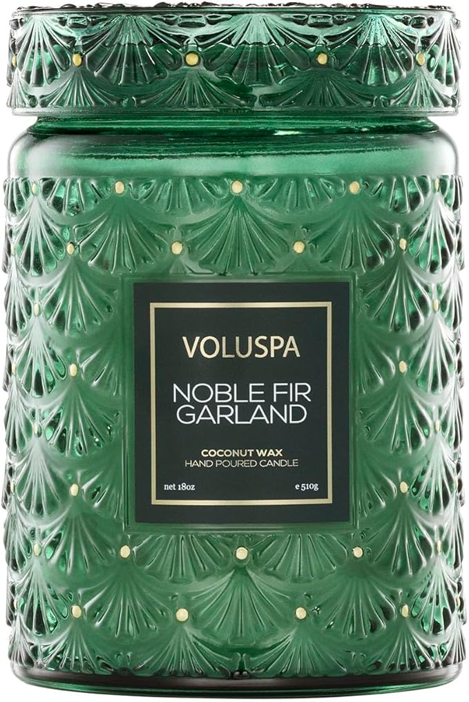 Noble Fir Garland, Large Candle Jar, 18oz, Coconut Wax Blend, Scented Candles for Home, 100 Hour Burn Time, Poured in The