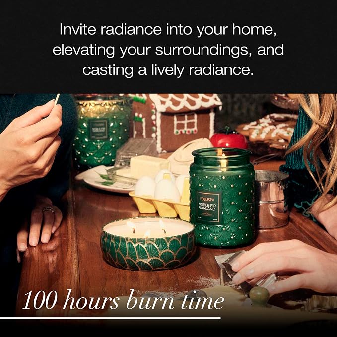Noble Fir Garland, Large Candle Jar, 18oz, Coconut Wax Blend, Scented Candles for Home, 100 Hour Burn Time, Poured in The