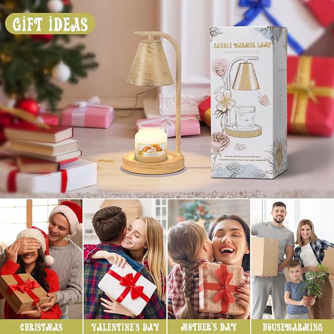 Oak Candle Warmer Lamp with Timer and Dimmer Farmhouse Electric Candle Lamps Warmer for Jar Candles Housewarming Gifts New