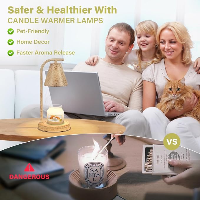 Oak Candle Warmer Lamp with Timer and Dimmer Farmhouse Electric Candle Lamps Warmer for Jar Candles Housewarming Gifts New