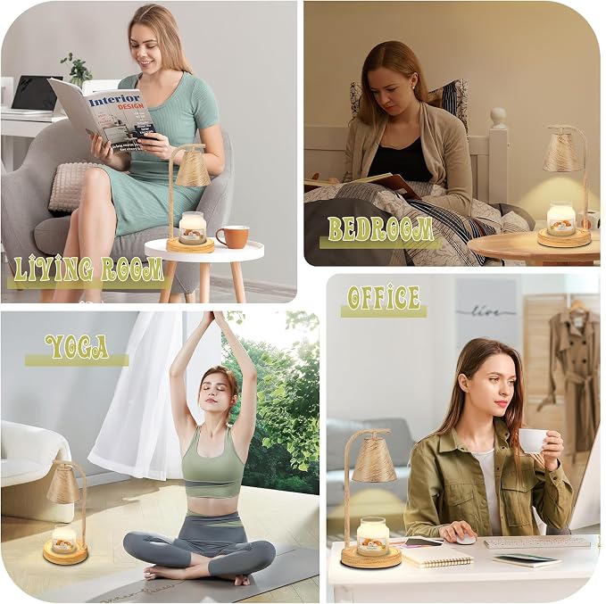 Oak Candle Warmer Lamp with Timer and Dimmer Farmhouse Electric Candle Lamps Warmer for Jar Candles Housewarming Gifts New