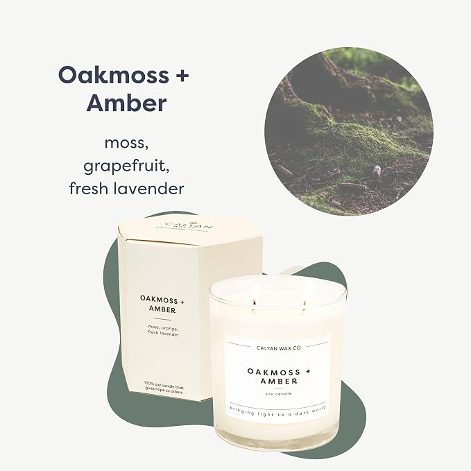 . Oakmoss & Amber 2 Wick Scented Candle - 37 Hour Burn - Luxury made from natural materials Soy Wax Candles, alternate