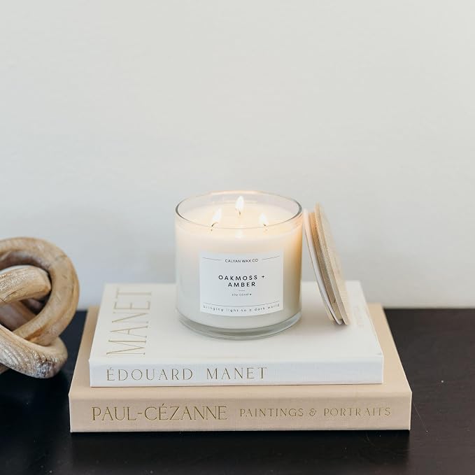 . Oakmoss & Amber 3 Wick Scented Candle - 43 Hour Burn - Luxury 3 Wick Soy Candles, alternate product view 8