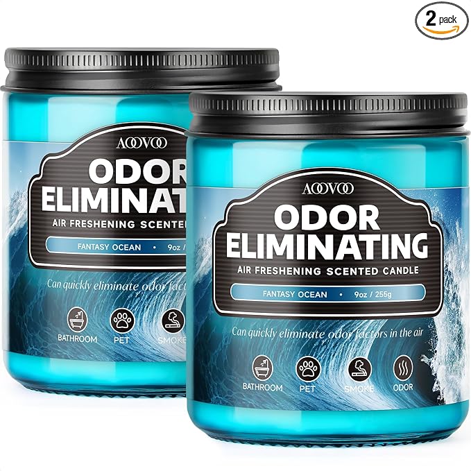 Ocean 2 Pack Odor Eliminating Highly Fragranced Candle - Eliminates Pet, Smoke, Food and Other Smells Quickly, product image