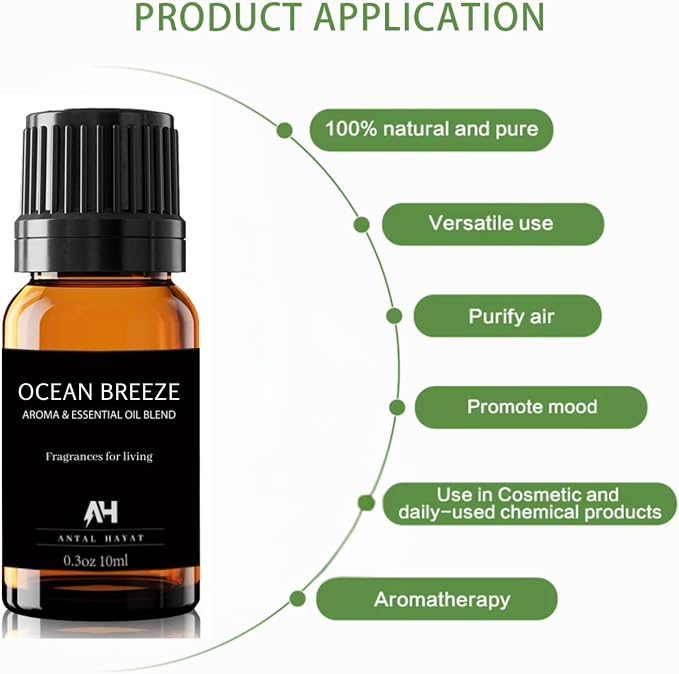 Ocean Breeze Hotel Diffuser Oil 10ml – Inspired by Ritz Carlton – Jasmine, Bergamot & Marine – Hotel Scents for Home Diffuser