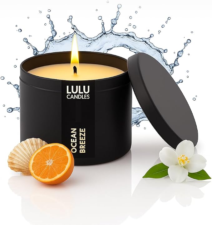| Ocean Breeze Scented Candle | Smells Fresh & Oceany | Luxury Scented Soy Tin Candle | Hand Poured in The USA |, product