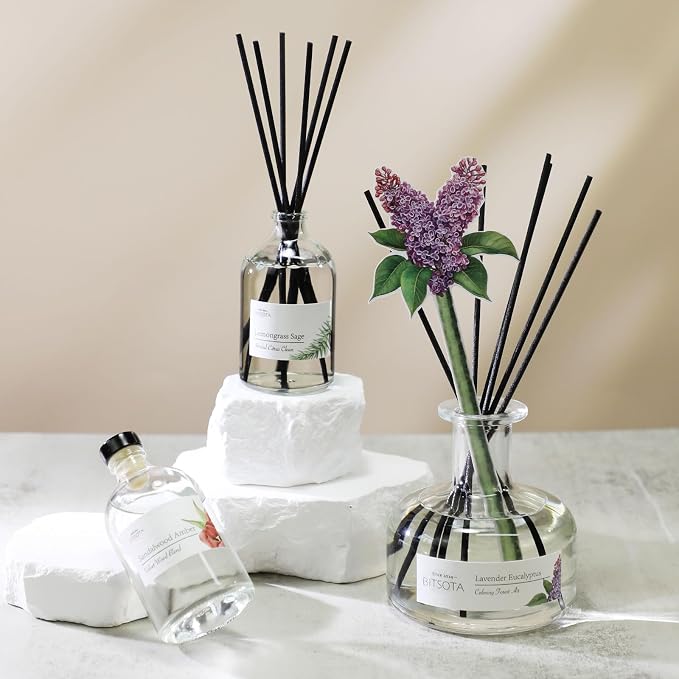 Ocean Breezes Reed Diffuser Set for Bathroom & Home, Long Lasting Essential Oil Aroma, Glass Bottle Home Fragrance with