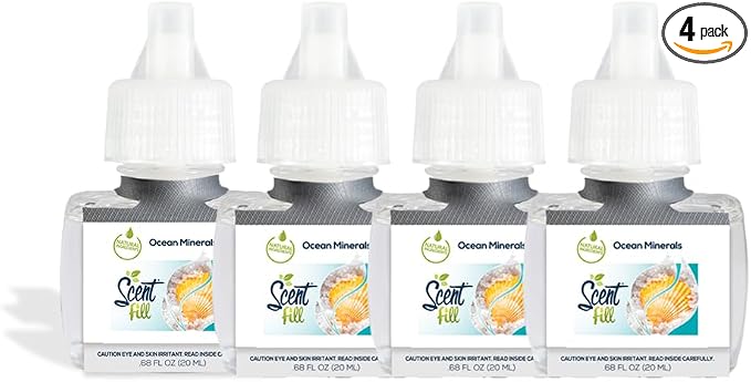 Ocean Minerals Plug in Air Freshener, Scented Oil Refills, 4 Plug In Refills - Air Fresheners for Home, Bathroom, Kitchen