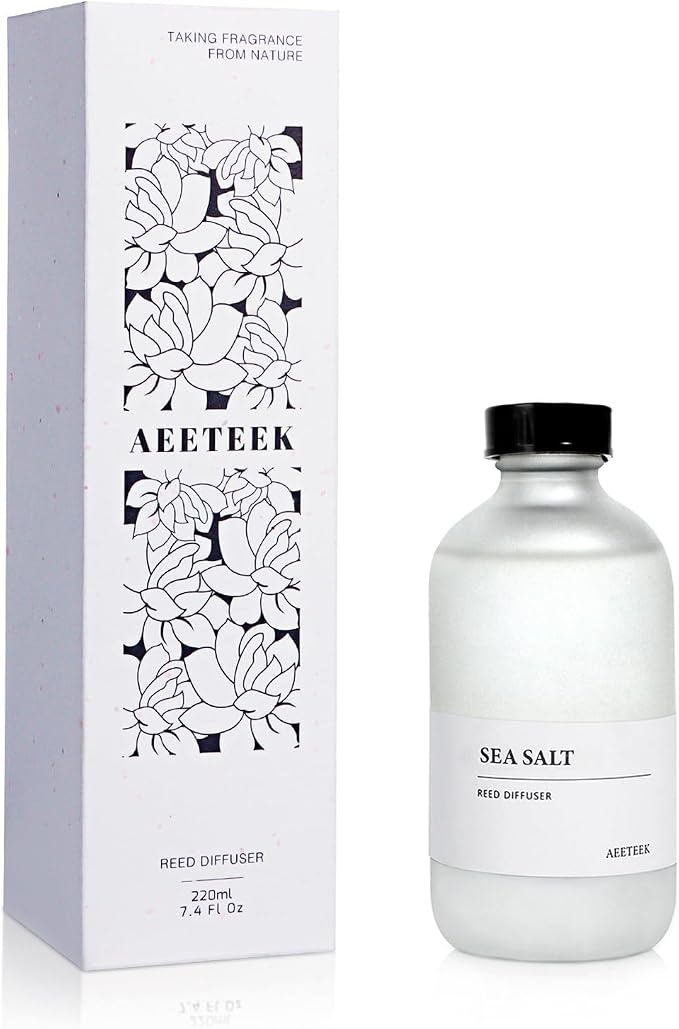 Ocean Mist & Sea Salt Reed Diffuser, 7.4oz(220ml) Sea Salt Musk & Seaweed Essential Oil Refill, alternate product view 2