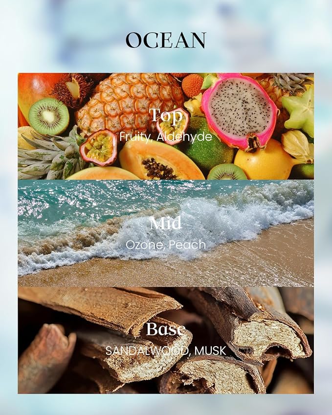 Ocean Scented Candles,Vegan Soy Candles,8.1oz 42-Hour Slow Burning Time,No Toxin Subtle Scented Home Fragrance for Summer