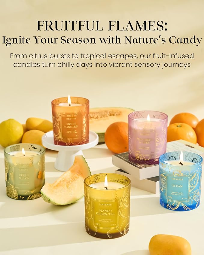 Ocean Scented Candles,Vegan Soy Candles,8.1oz 42-Hour Slow Burning Time,No Toxin Subtle Scented Home Fragrance for Summer