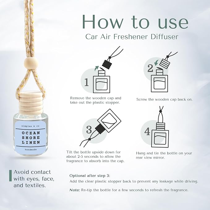 Ocean Shore Linen, Car Air Hanging Essential Oil, Car Air Freshener Diffuser, Long Lasting Essential Oils, alternate product