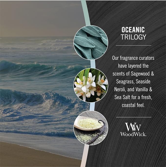 Oceanic Trilogy Gifts for Women and Men, 9.7 oz Medium Hourglass Trilogy Candle with Crackling Wick, alternate product view 3