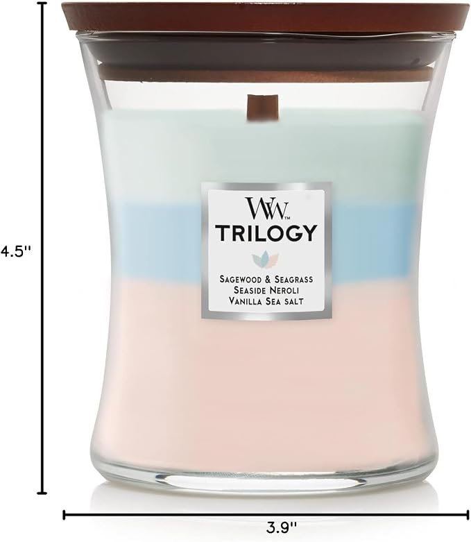 Oceanic Trilogy Gifts for Women and Men, 9.7 oz Medium Hourglass Trilogy Candle with Crackling Wick, alternate product view 5