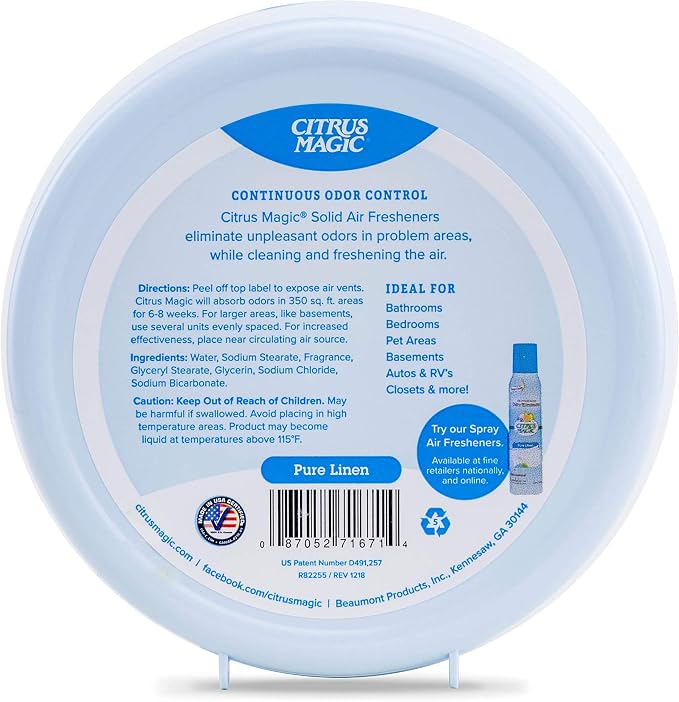Odor Absorbing Solid Air Freshener, Pure Linen, 8-Ounce, Pack of 6 in Pure Linen., alternate view 2