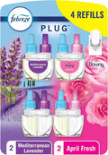 Odor-Fighting Fade Defy PLUG Air Freshener,Downy April Fresh, Mediterranean Lavender,.87 fl. oz. Oil Refills, 4 Refills (2 of
