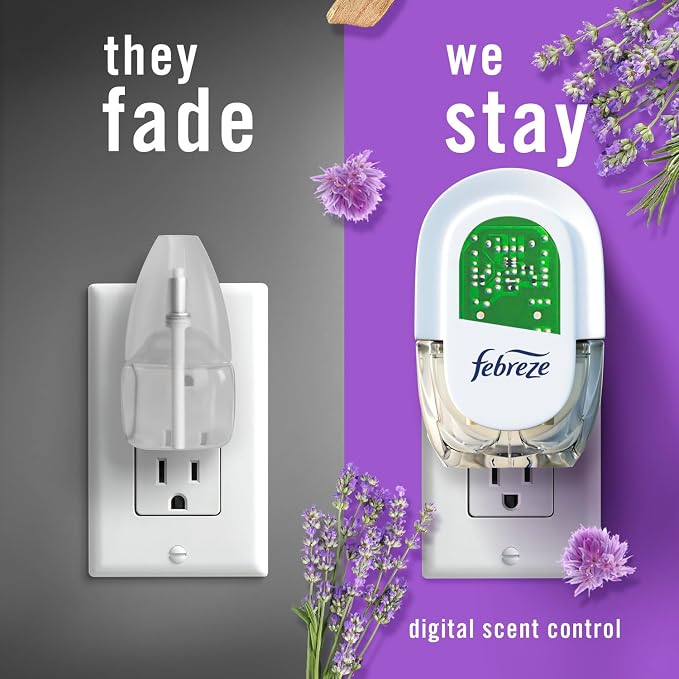 Odor-Fighting Fade Defy PLUG Air Freshener,Downy April Fresh, Mediterranean Lavender,.87 fl. oz. Oil Refills, 4 Refills (2 of