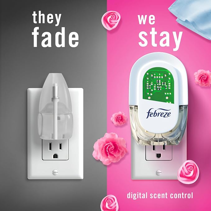 Odor-Fighting Fade Defy PLUG Air Freshener,Downy April Fresh, Mediterranean Lavender,.87 fl. oz. Oil Refills, 4 Refills (2 of