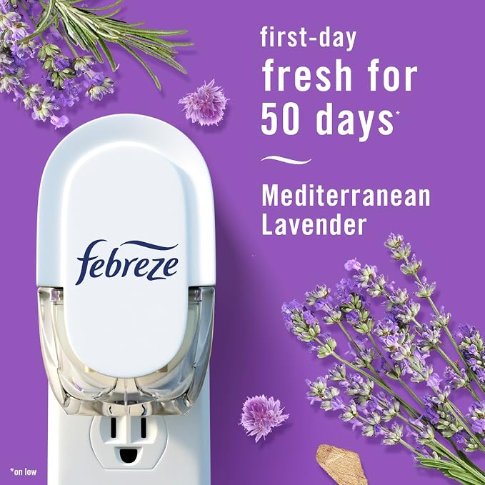 Odor-Fighting Fade Defy PLUG Air Freshener,Downy April Fresh, Mediterranean Lavender,.87 fl. oz. Oil Refills, 4 Refills (2 of