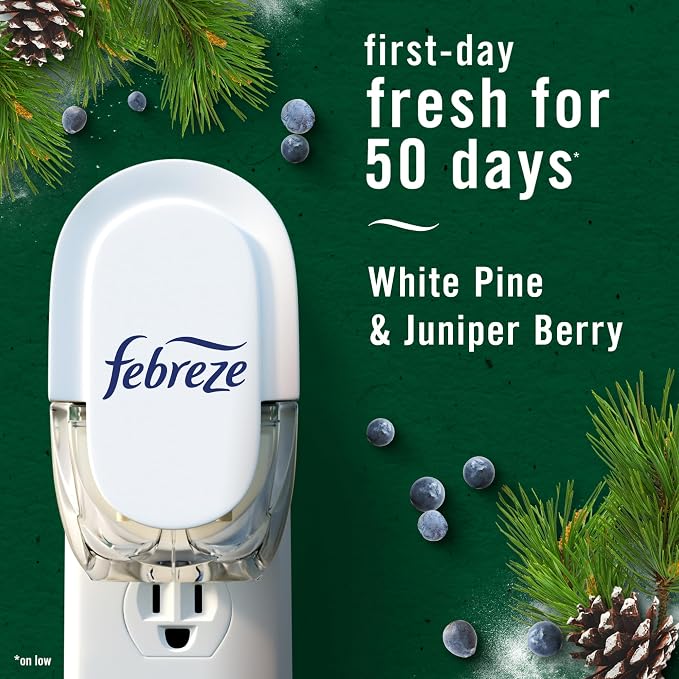 Odor-Fighting Fade Defy PLUG Air Freshener White Pine & Juniper Berry, 0.87oz Oil Refill, 2 Count 2 Count 0.87oz White