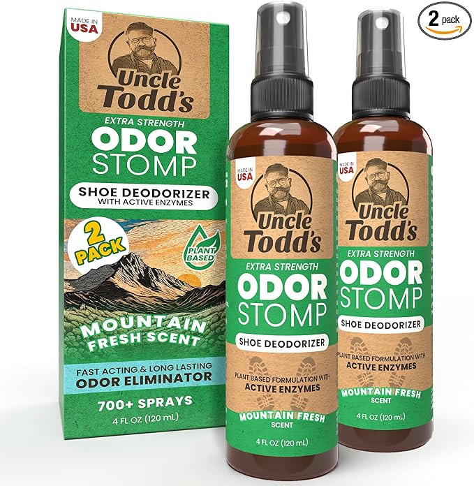 Odor Stomp Shoe Deodorizer 2-Pack Mountain Fresh- Proven & Powerful Enzyme Shoe Spray for Odor Elimination in All, product