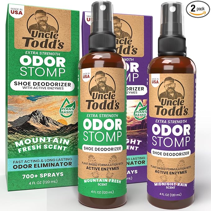 Odor Stomp Shoe Deodorizer 2-Pack - Proven & Powerful Enzyme Shoe Spray for Odor Elimination in All Footwear, product image
