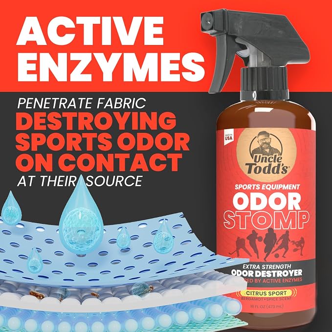 Odor Stomp Sports Equipment Odor Eliminator Spray - Extra Strength Enzyme-Powered Deodorizer for Football, alternate product
