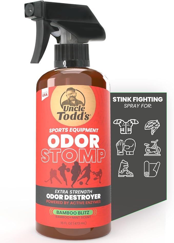 Odor Stomp Sports Equipment Odor Eliminator Spray - Extra Strength Enzyme-Powered Deodorizer for Football, product image