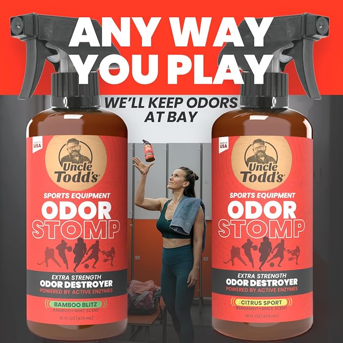 Odor Stomp Sports Equipment Odor Eliminator Spray - Extra Strength Enzyme-Powered Deodorizer for Football, alternate product