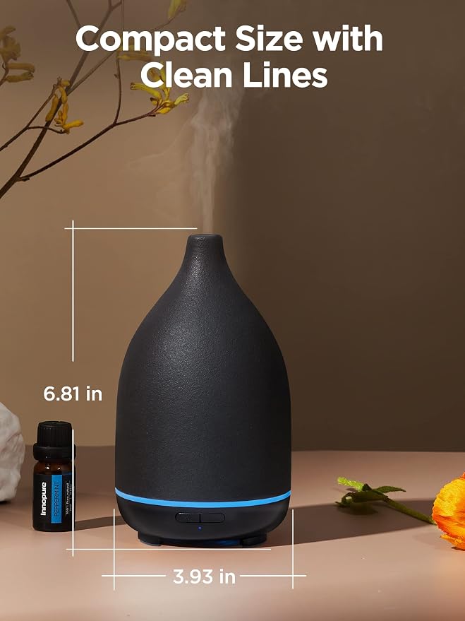 Oil Diffuser, 150ML Ceramic Diffuser for Essential Oils Handcrafted Aromatherapy Diffuser Ultrasonic Cool Mist Humidifier