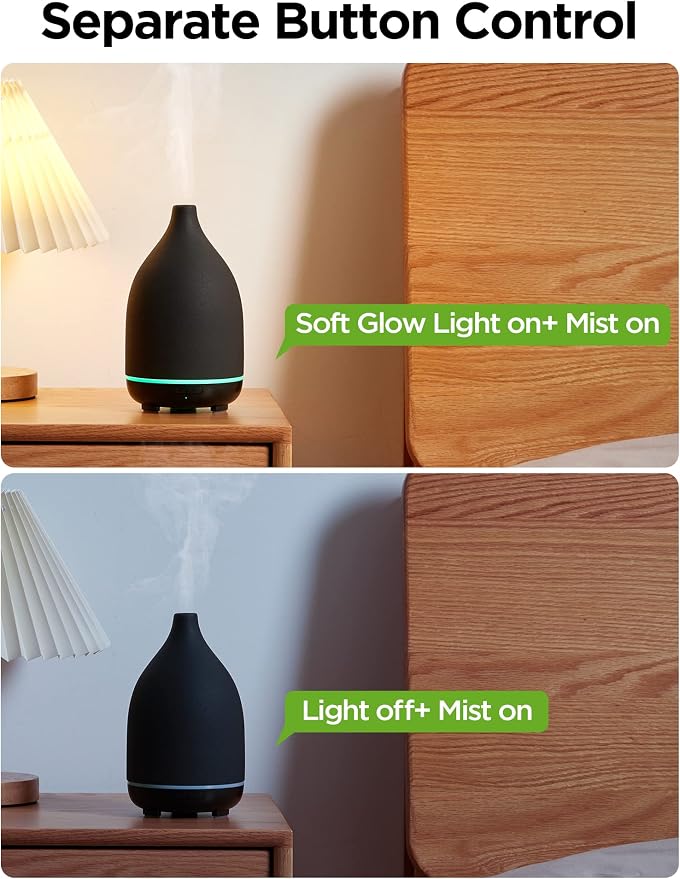 Oil Diffuser, 150ML Ceramic Diffuser for Essential Oils Handcrafted Aromatherapy Diffuser Ultrasonic Cool Mist Humidifier